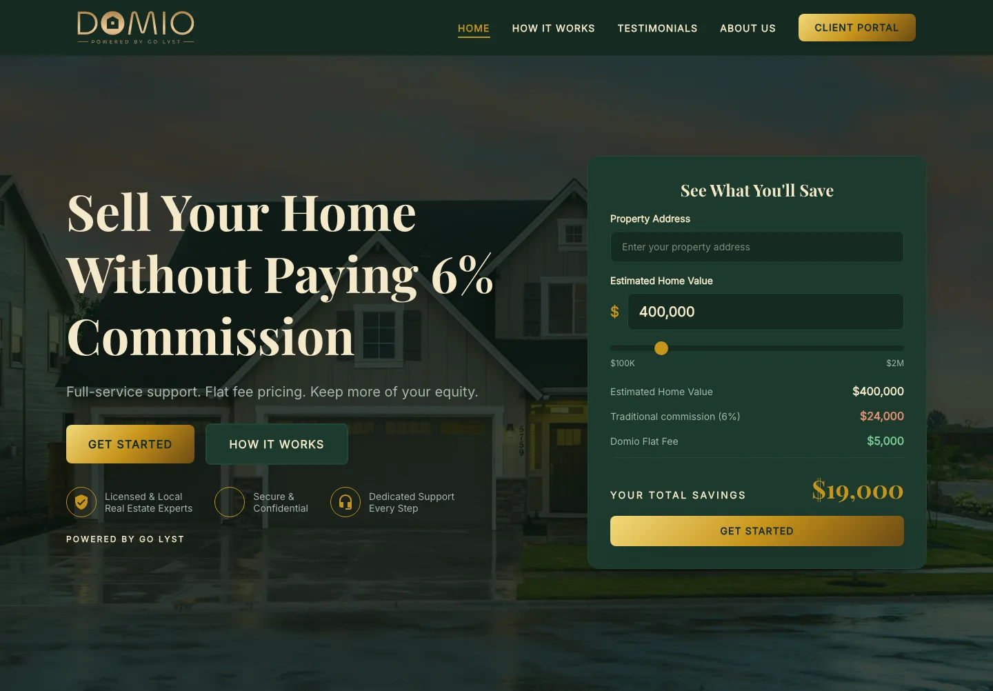 Domio homepage